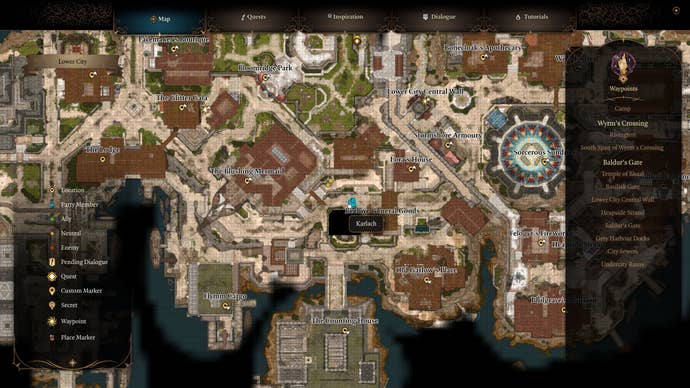 A map screen showing the location of Dribbles the Clown's foot in Baldur's Gate 3.