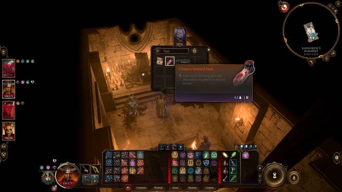 Dribbles the Clown's foot in Baldur's Gate 3.