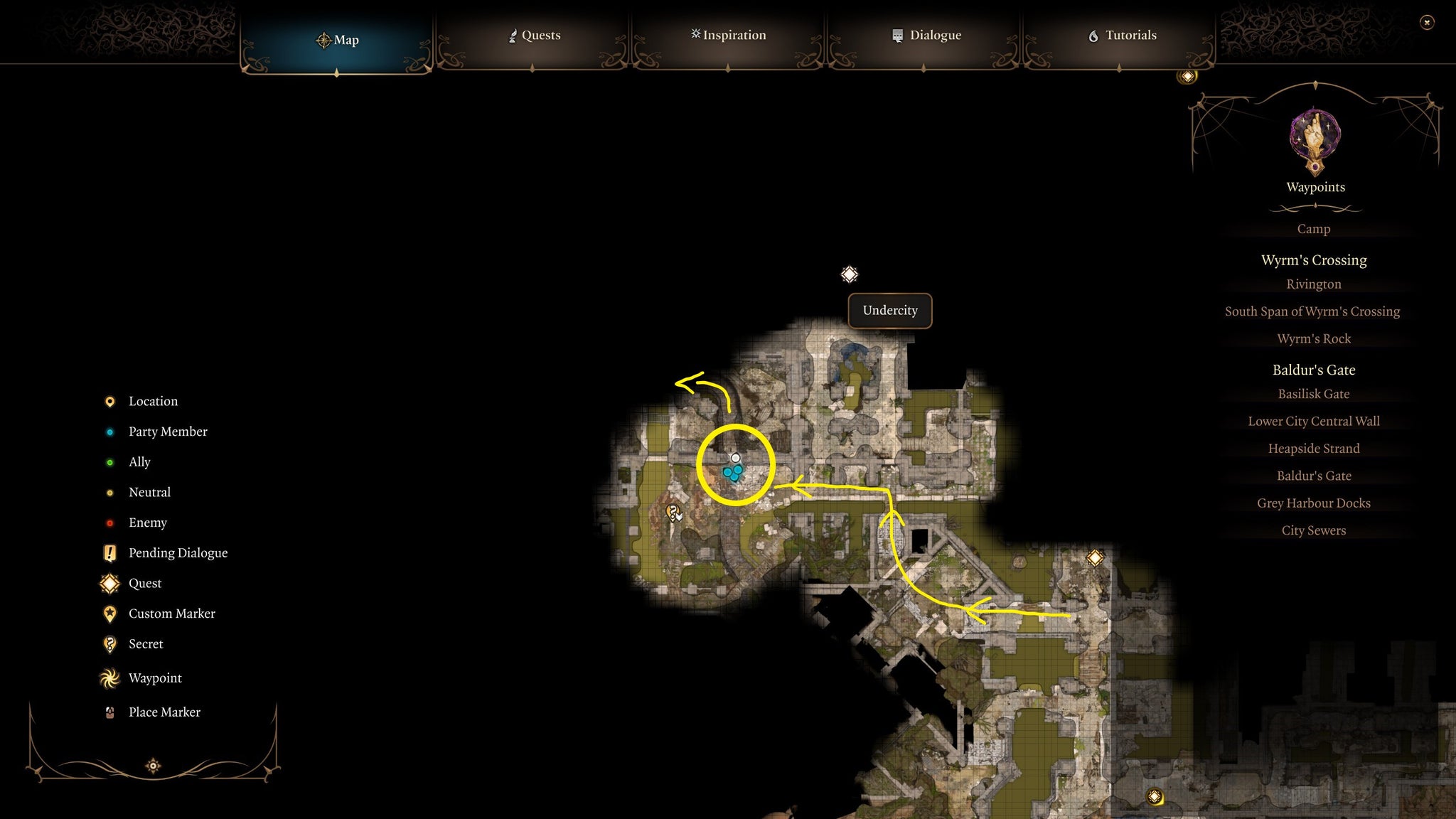 A map screen showing the location of Minsc of Rashemen in Baldur's Gate 3. - 3