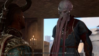 Wyll speaking to Omeluum at the Society of Brilliance lodge in Baldur's Gate 3.