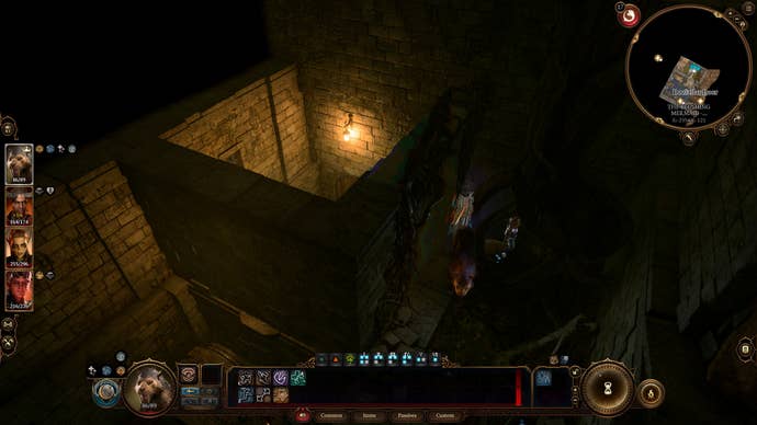 A hidden wall concealing the secret entrance to the hag's lair in Baldur's Gate 3.