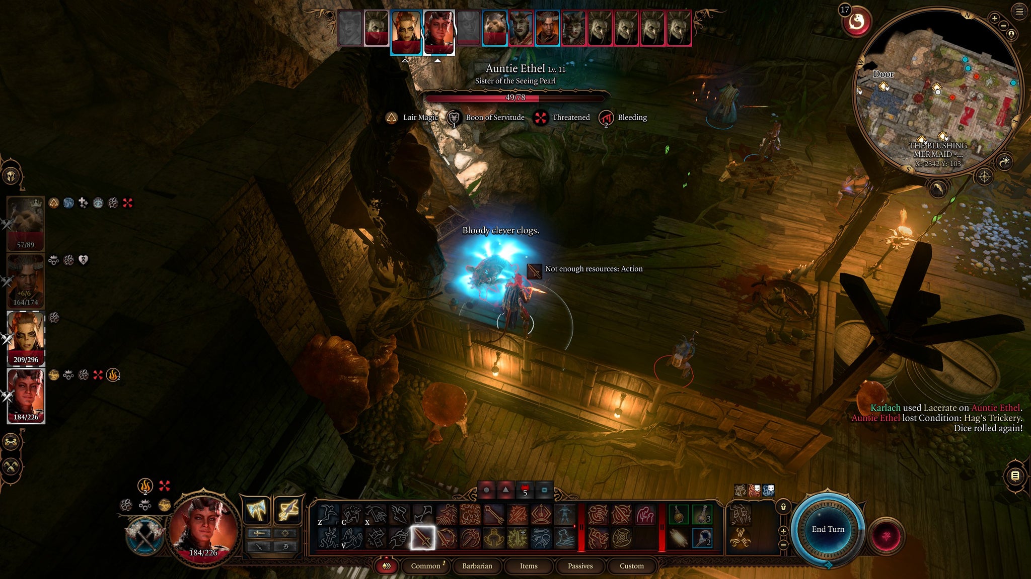 A well-placed arrow revealing the invisible hag in her lair in Baldur's Gate 3. - 9