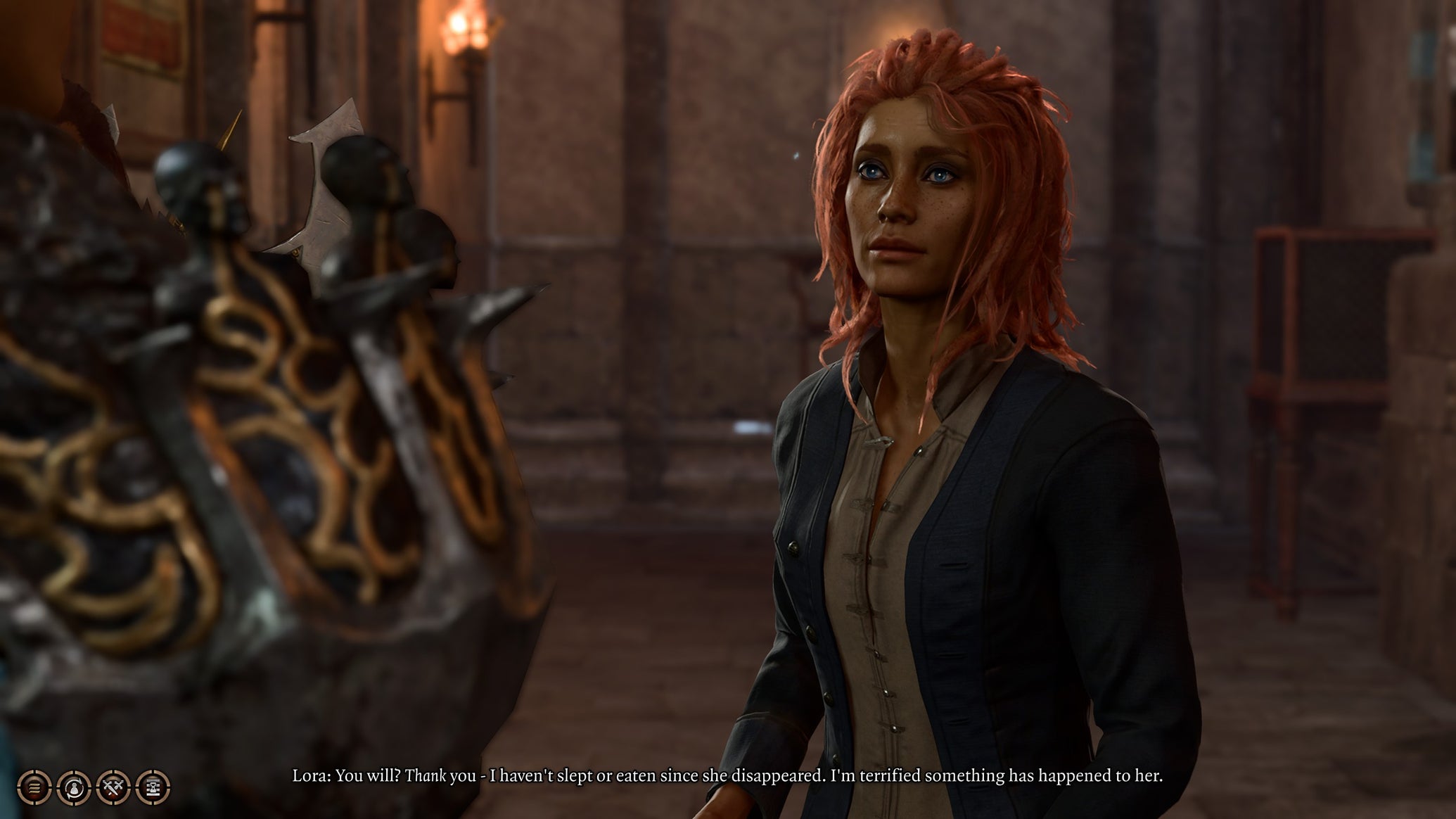 Vanra's mother, Lorna, pleading with the city watch to find her daughter in Baldur's Gate 3. - 1