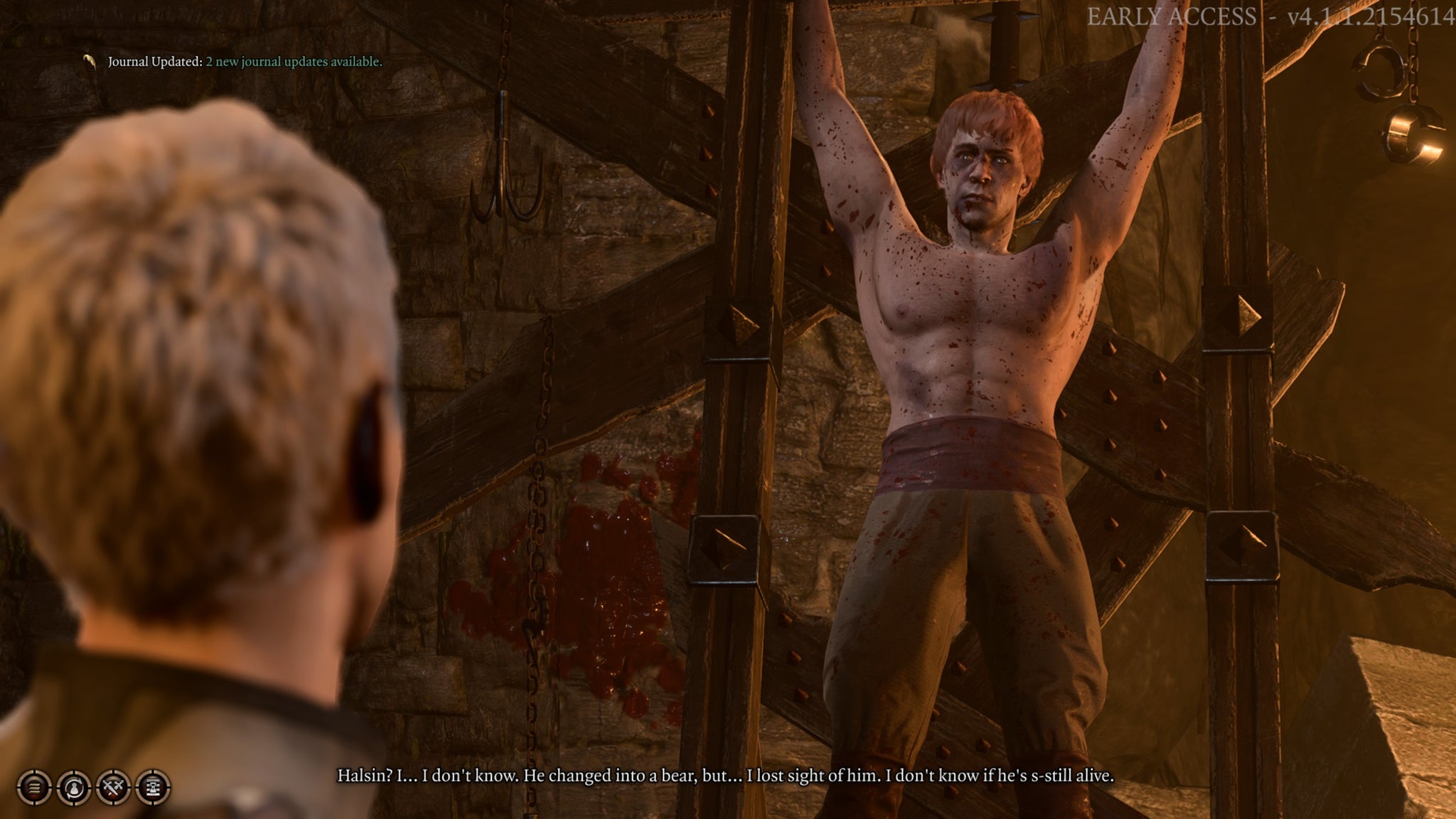 Tav speaking to Liam, a captured human, inside the Goblin Camp in Baldur's Gate 3 - 4