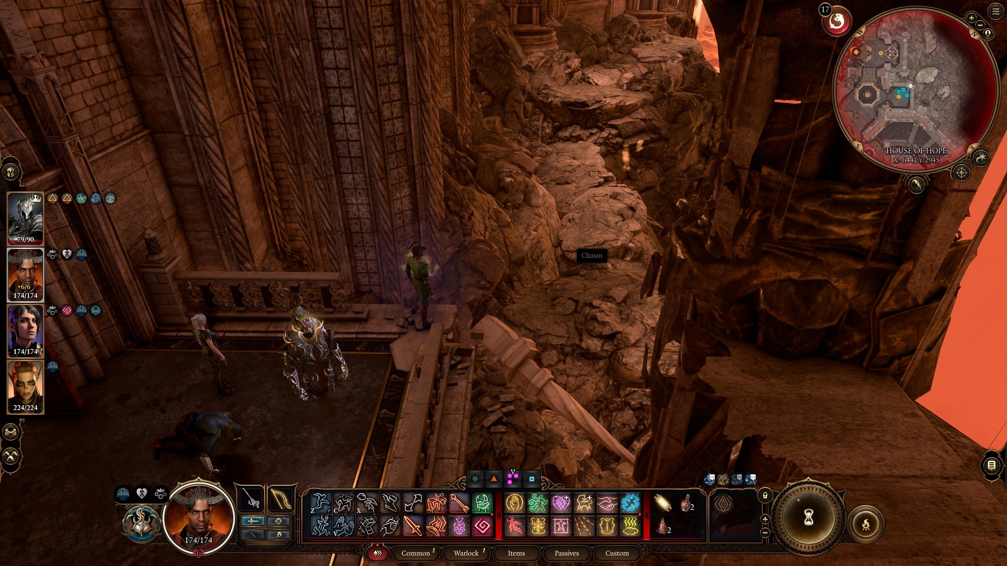 Tav and their party jumping to a secret side path leading into the House of Hope in Baldur's Gate 3. - 5