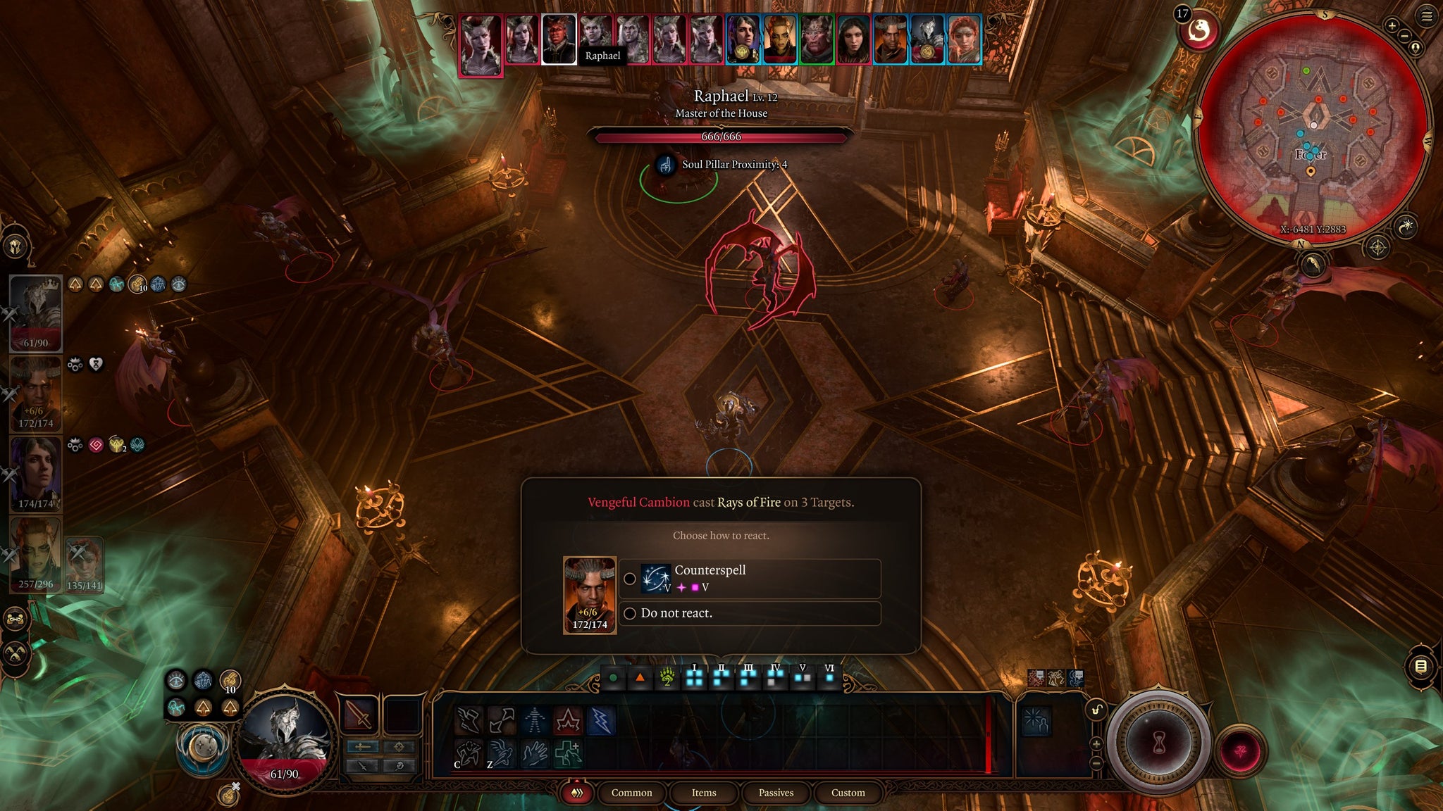 Tav and their party fighting the Cambion Raphael inside the House of Hope in Baldur's Gate 3. - 10