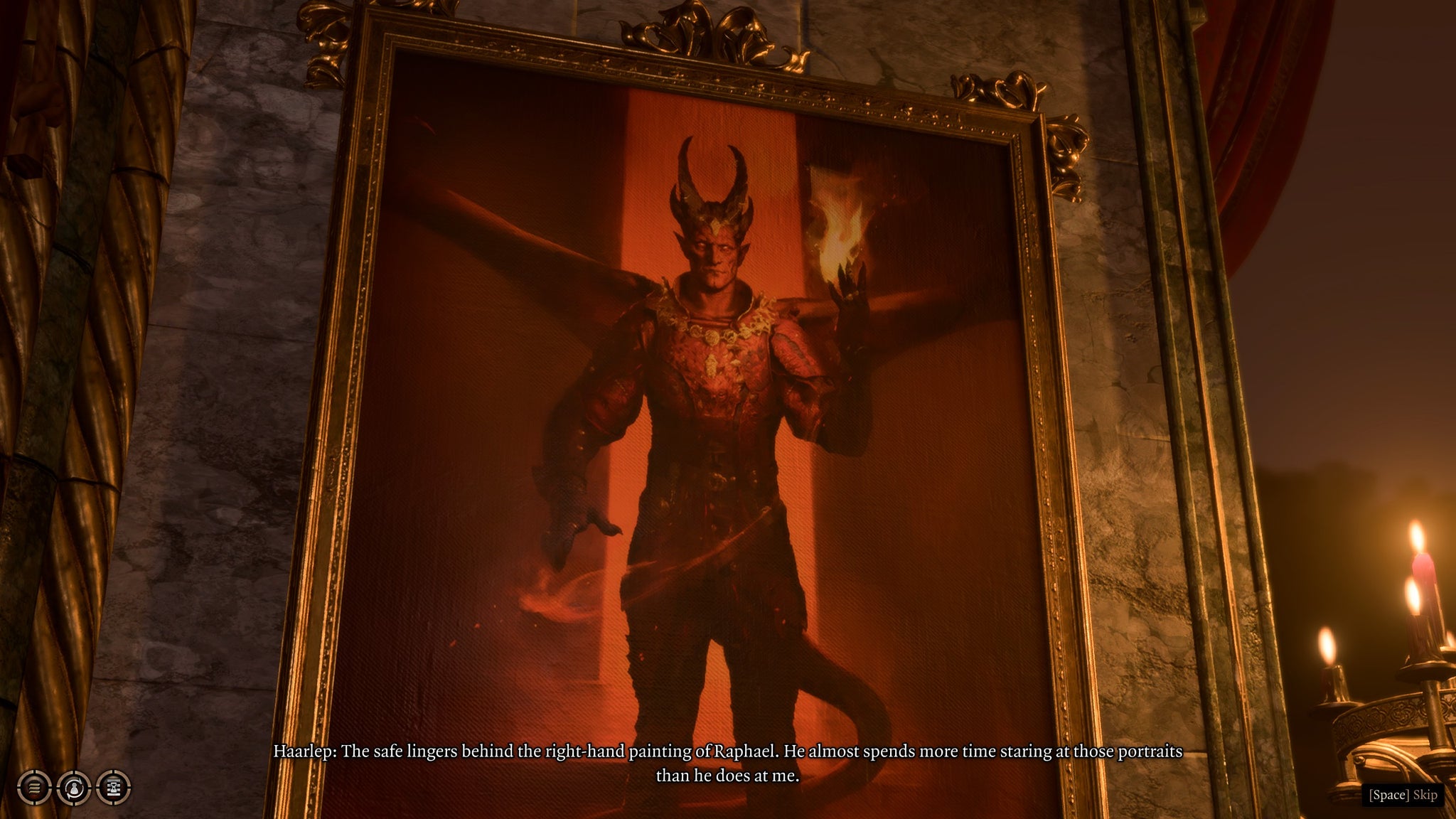 A painting of a demon concealing a hidden safe in the House of Hope in Baldur's Gate 3. - 6