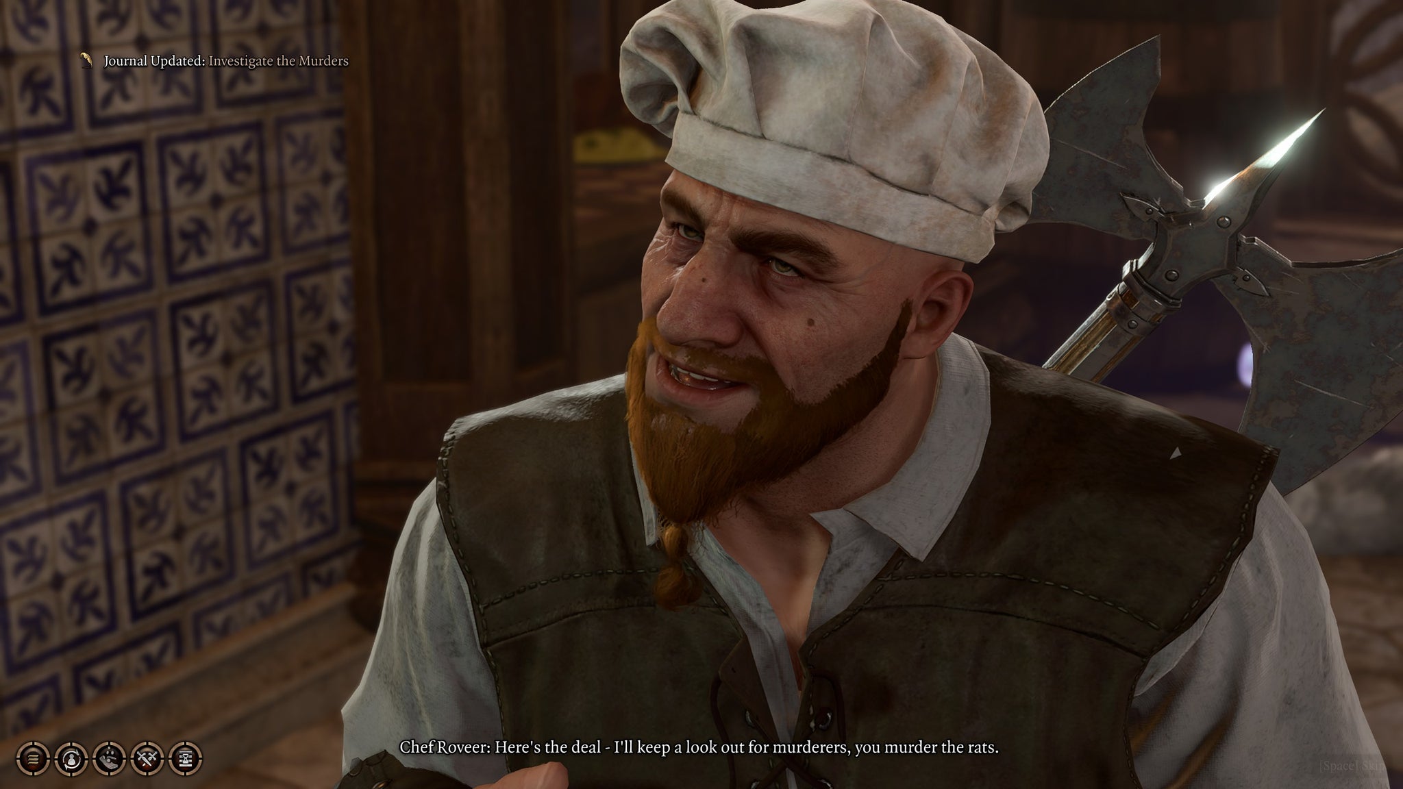 Chef Roveer discussing the Murder Tribunal in Baldur's Gate 3. - 5