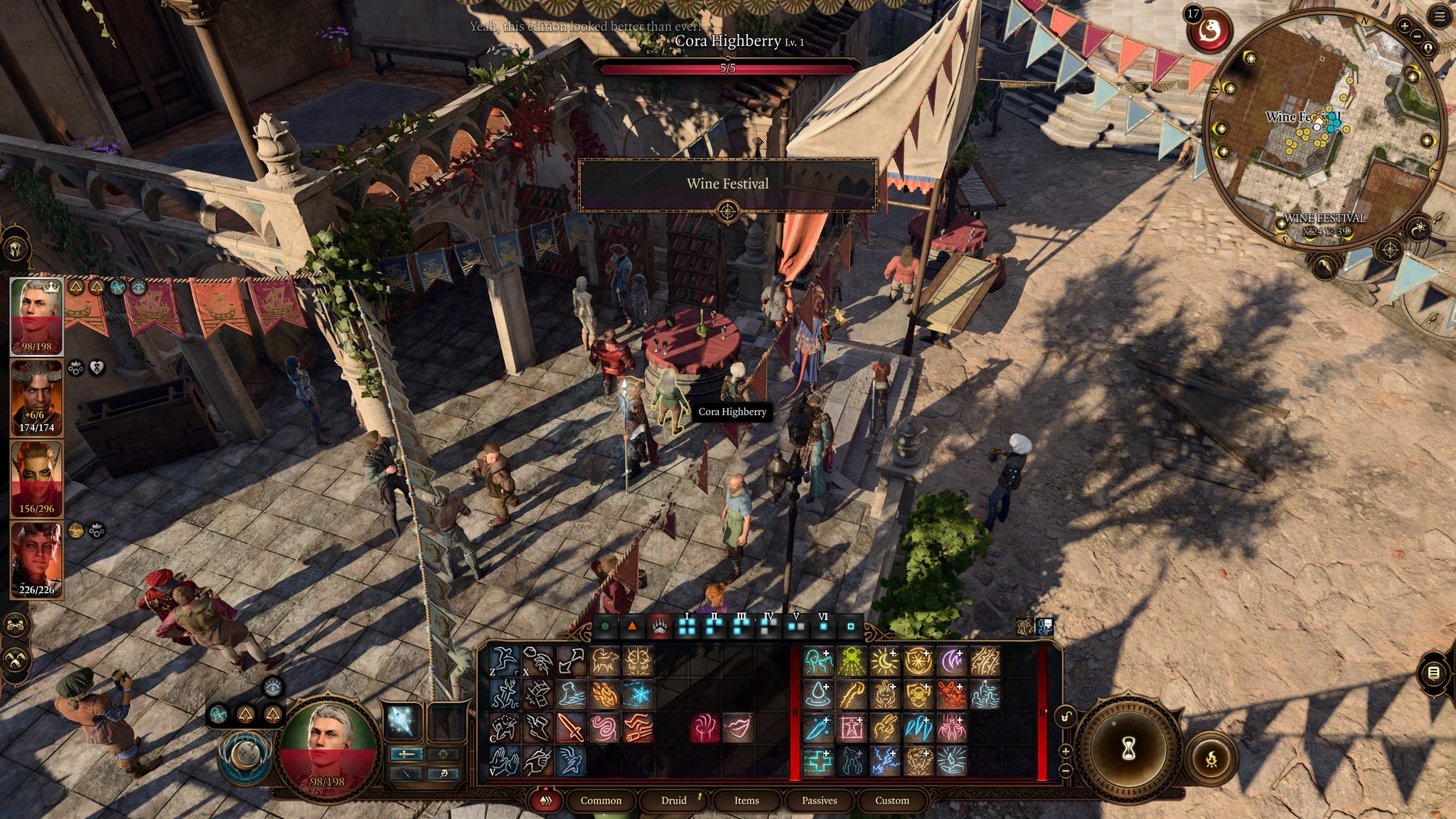 Tav and their party searching a wine festival for cultists in Baldur's Gate 3. - 4