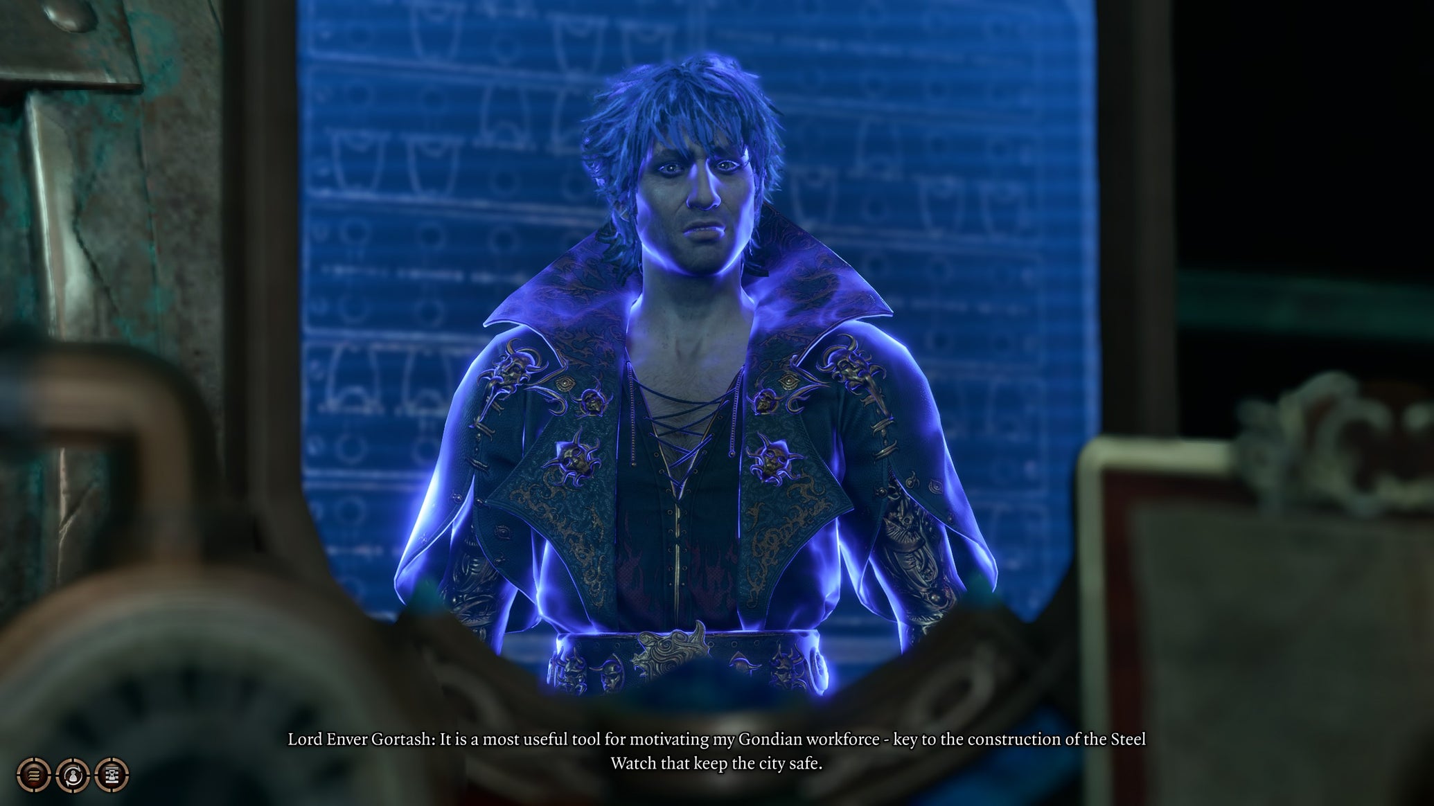 Lord Enver Gortash warning Tav and their party away from the Iron Throne prison in Baldur's Gate 3. - 1