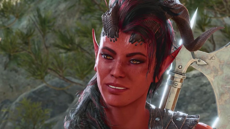 Karlach, a Tiefling barbarian that you can romance in Baldur’s Gate 3.