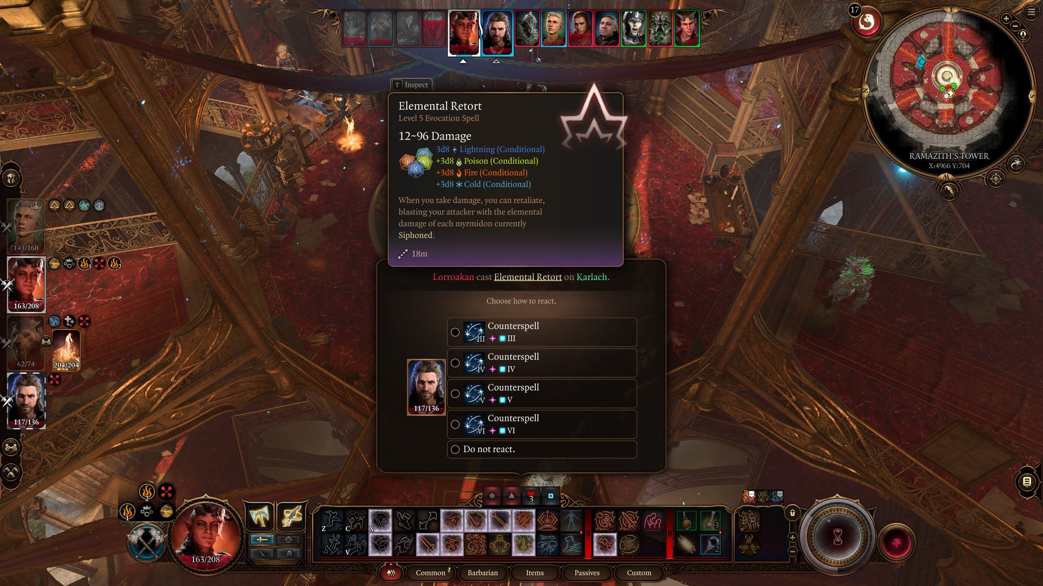 The party fighting the wizard Lorroakan in Baldur's Gate 3. - 4