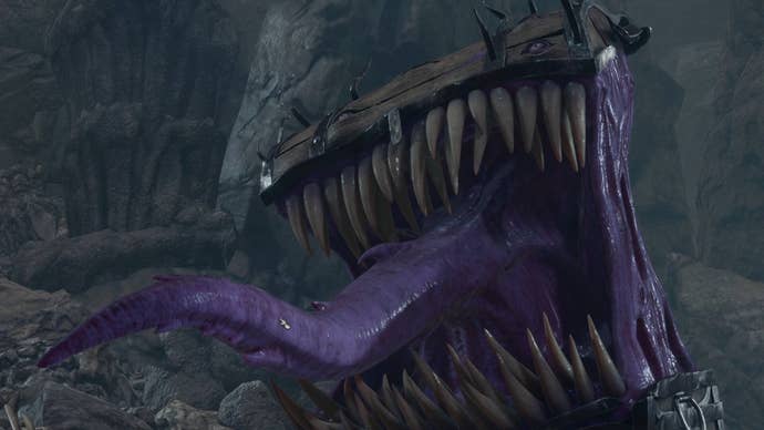 A mimic reveals its horrible presence in a Baldur’s Gate 3 screenshot.