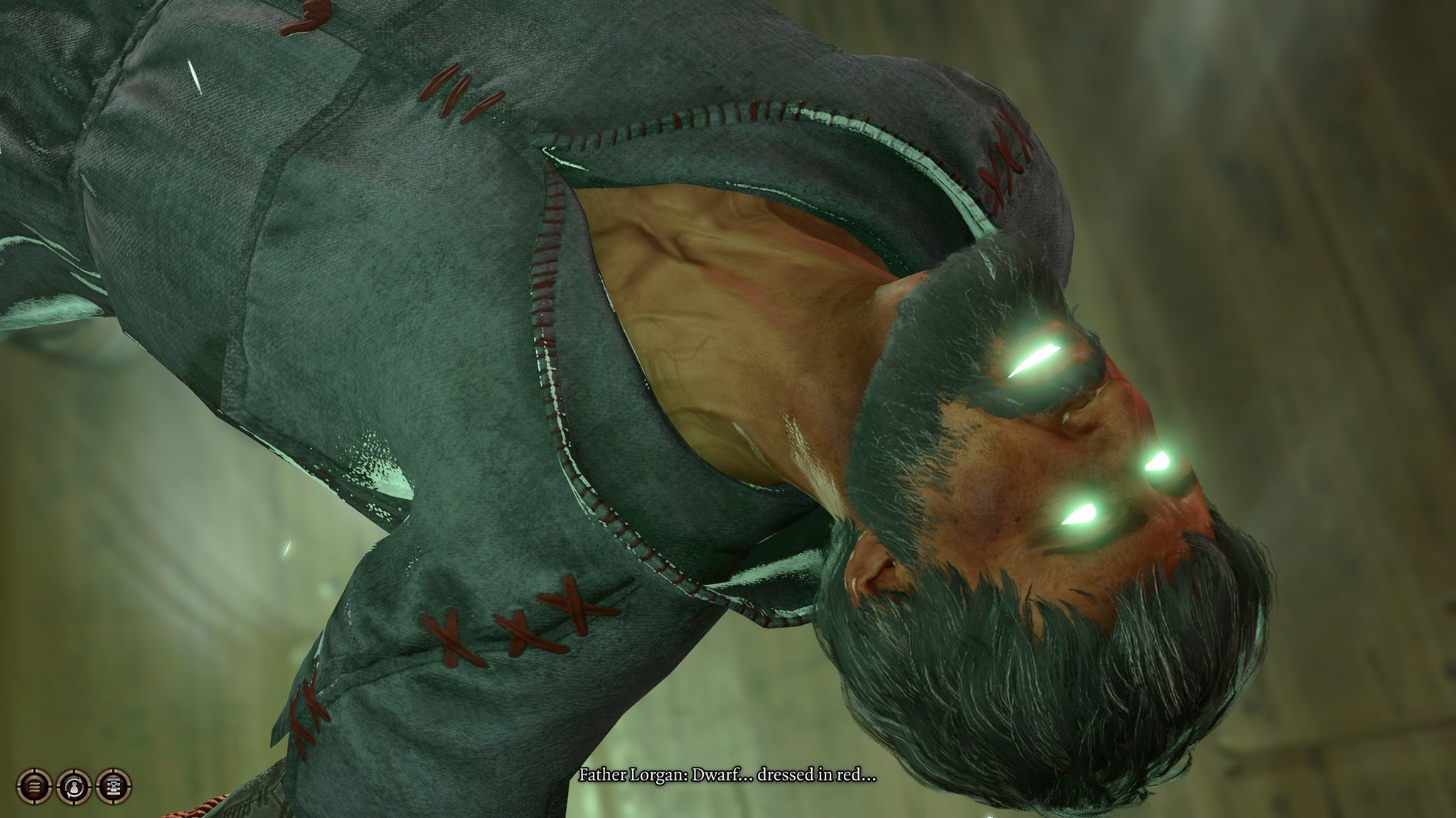 The reanimated body of Father Lorgan answering questions in the Open Hand Temple in Baldur's Gate 3. - 3