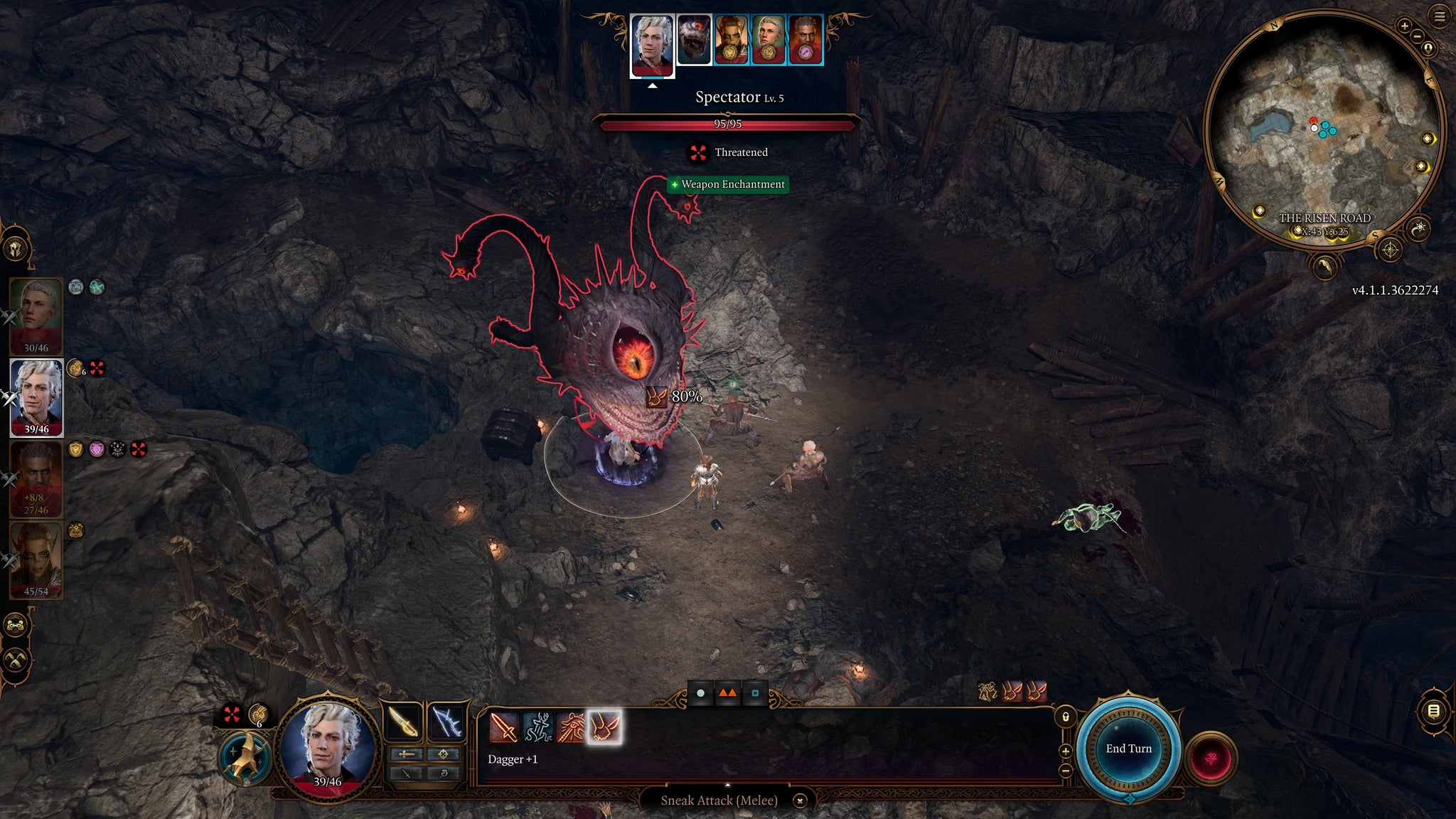 The party fighting a mighty Beholder from inside the Iron Flask in Baldur's Gate 3 - 6