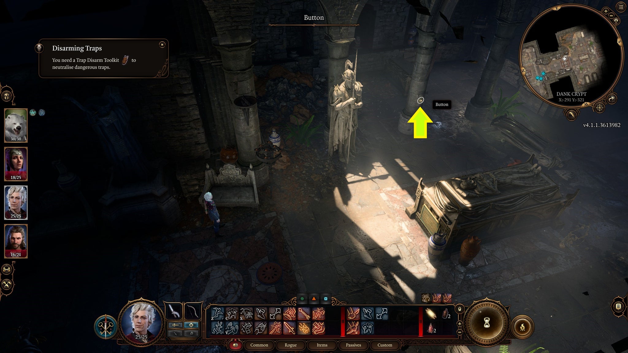 Astarion pressing a button to disengage a trap in the Overgrown Ruins in Baldur's Gate 3 - 6