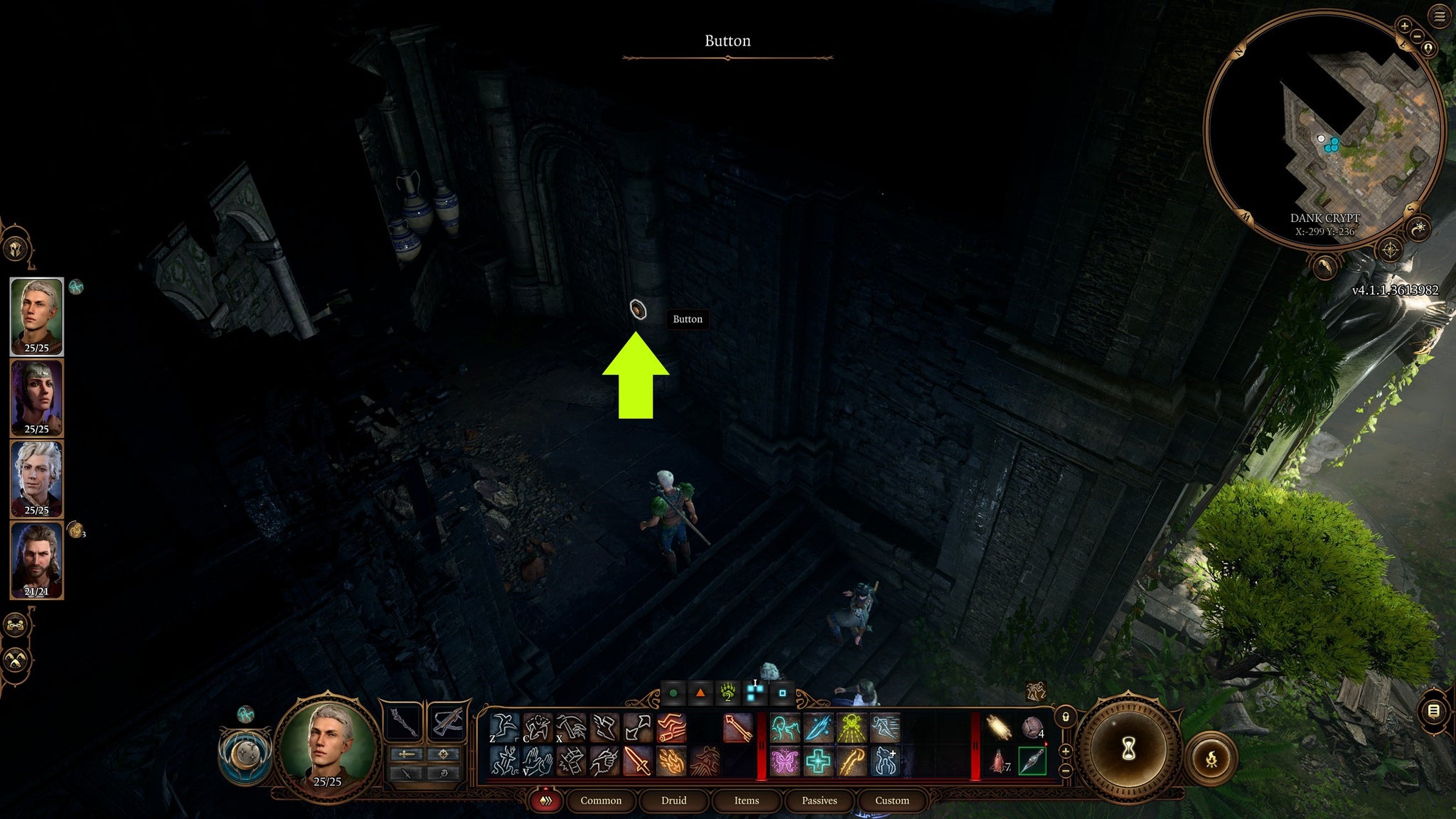 Tav pushing a button to reveal a secret tomb in the Overgrown Ruins in Baldur's Gate 3 - 8