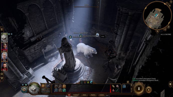 Tav pulling a lever to explore the ruins in Baldur's Gate 3
