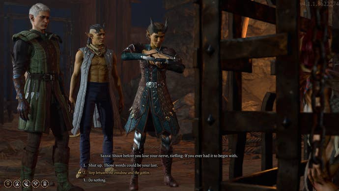 The party intervening in an argument between Arka and Sazza in Baldur's Gate 3