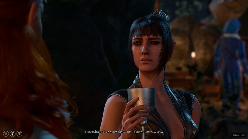A screenshot from Baldur's Gate 3 featuring Shadowheart.