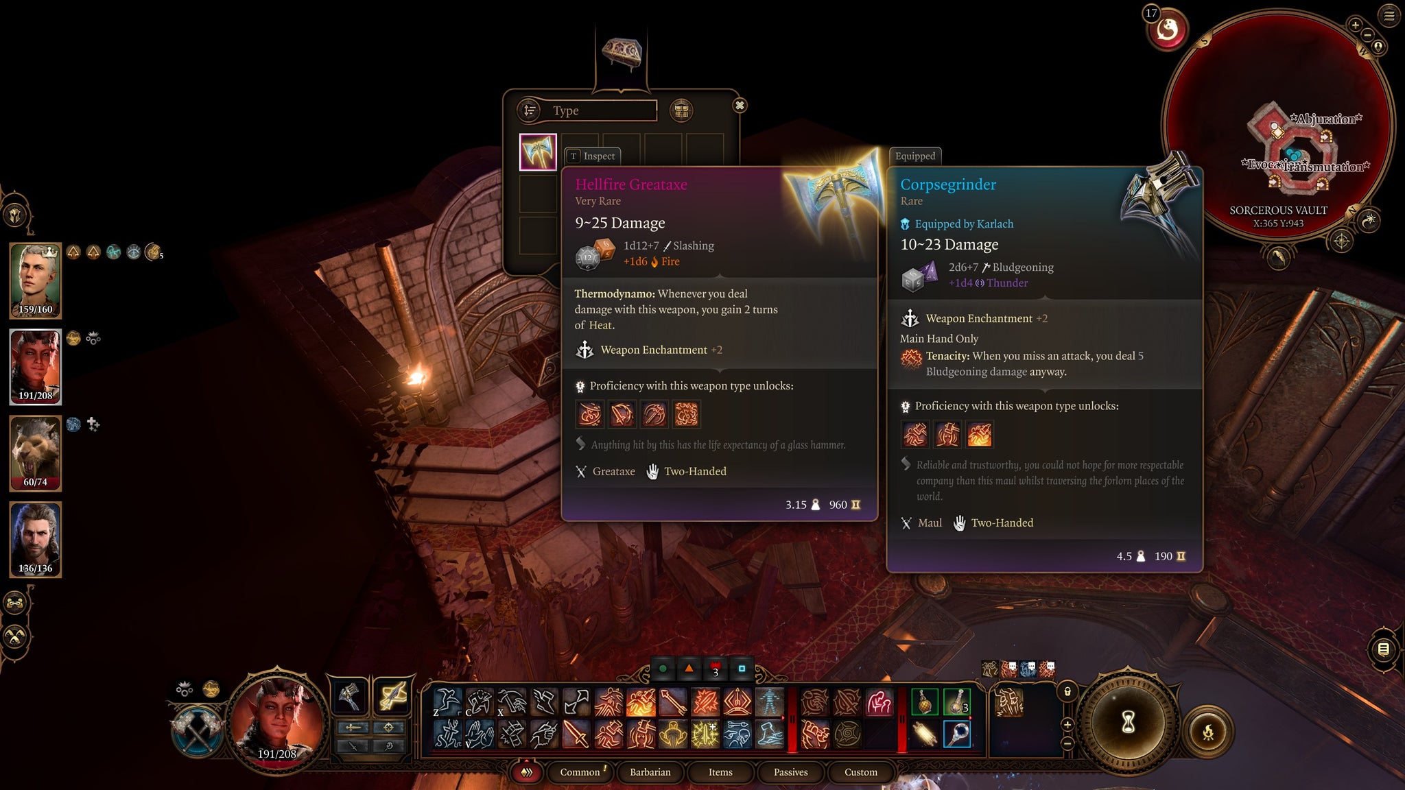 Karlach collecting the powerful Hellfire Axe inside the Sorcerous Sundries vault in Baldur's Gate 3. - 11