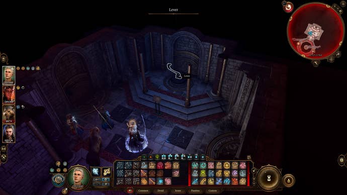 A secret lever that opens the real path through the Sorcerous Sundries vault in Baldur's Gate 3.