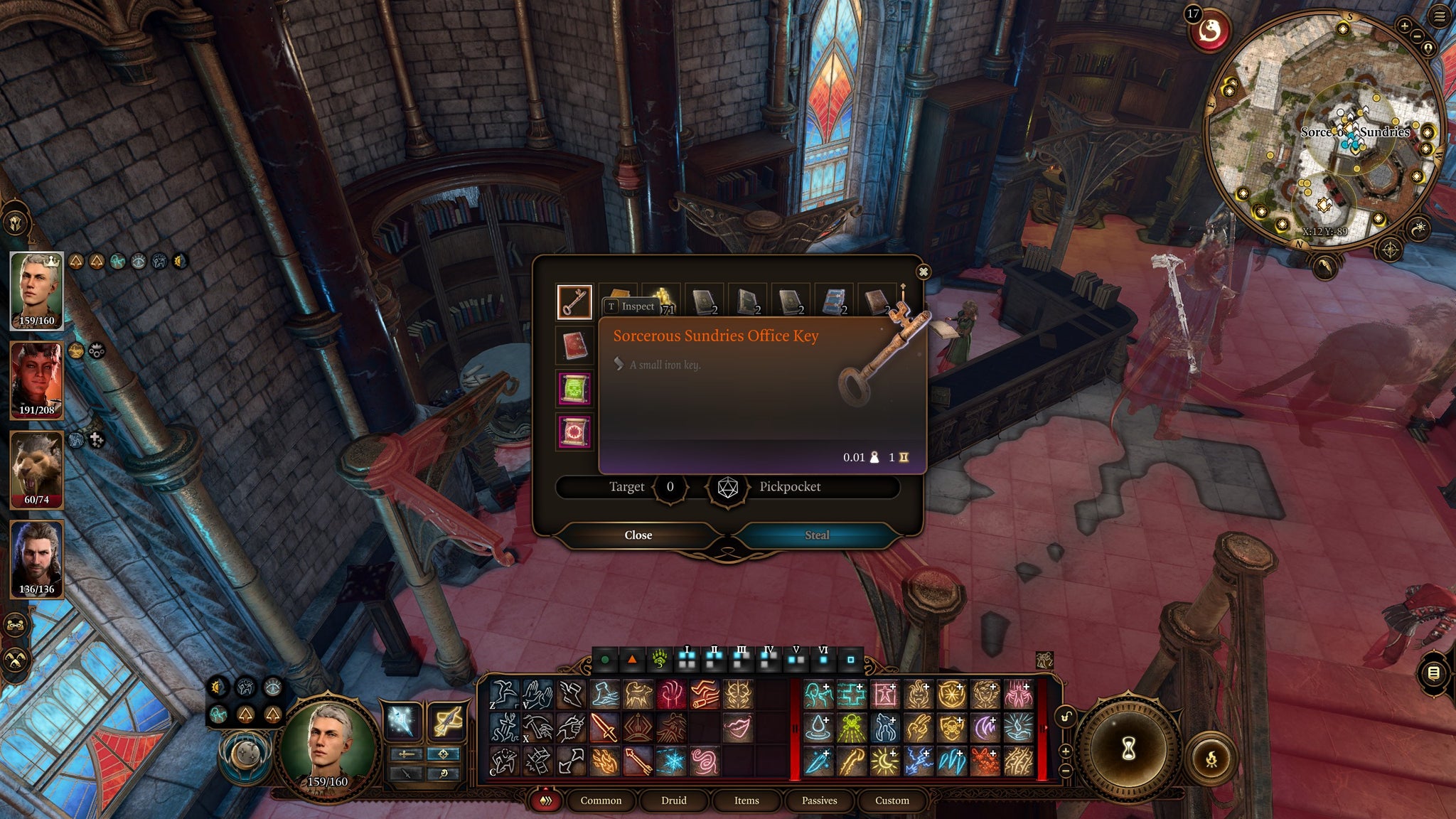 Tav pickpocketing the key to the Sorcerous Sundries vault in Baldur's Gate 3. - 4