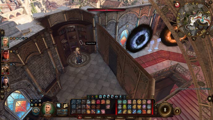 Tav pulling a secret lever to unlock the Sorcerous Sundries vault in Baldur's Gate 3.