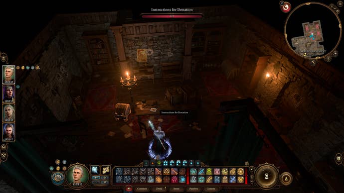 Tav and their party searching the toymaker's basement in Baldur's Gate 3.