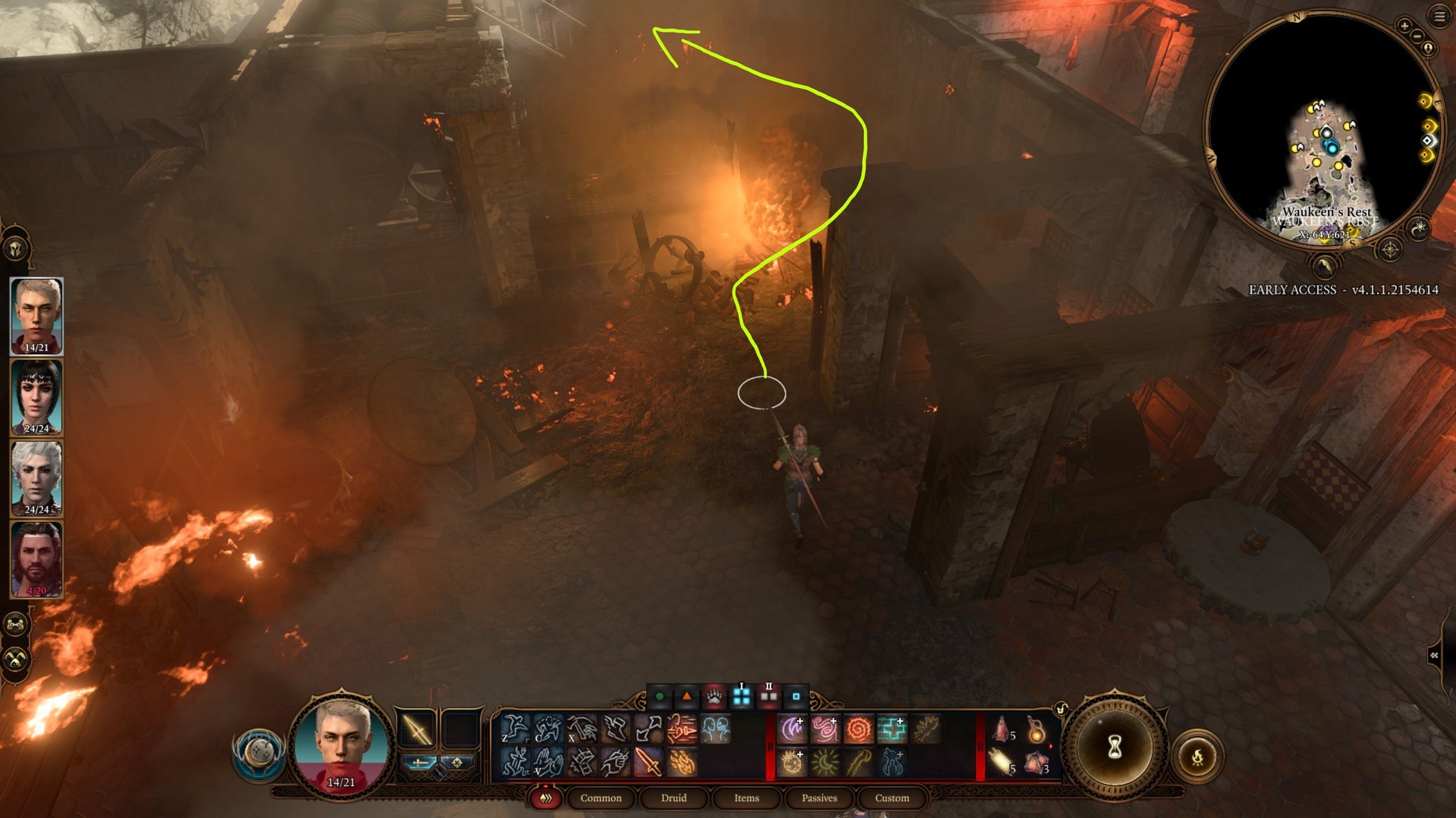 Tav running through a burning building to save the trapped man in Baldur's Gate 3 - 3