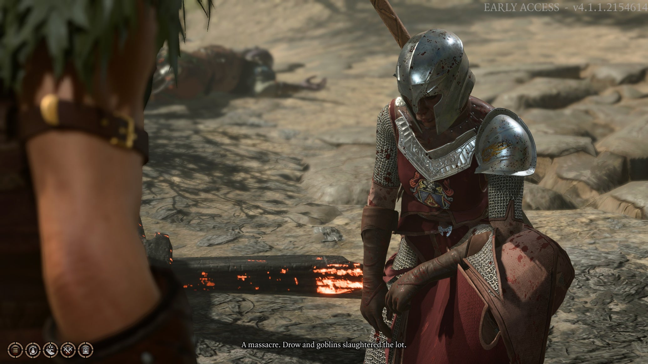 Tav speaking to a Flaming Fist Knight about the trapped man and counsellor in Baldur's Gate 3 - 1