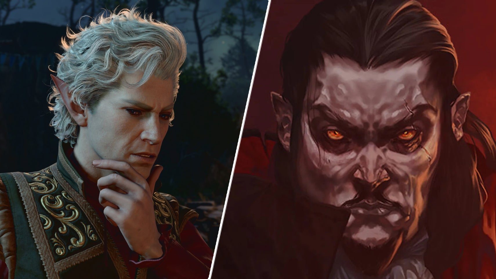 Astarion in Baldur's Gate 3, and a vampire from Vampire Survivors. - 1