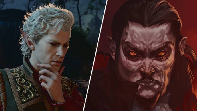 Astarion in Baldur’s Gate 3, and a vampire from Vampire Survivors.