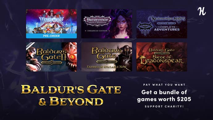 The line-up of games in the Baldur’s Gate & Beyond Humble Bundle