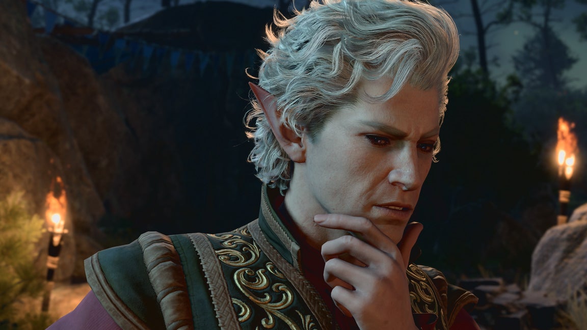 Baldur's Gate 3 character Astarion looking pensive and thoughtful. - 1