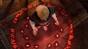 A top-down angle on Bertie's Baldur's Gate 3 character - a blonde-haired human - who's standing in the middle of a orangey summoning circle gesturing in a slightly confused way about what's about to happen.