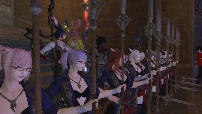 Balmung catgirl army in Final Fantasy 14