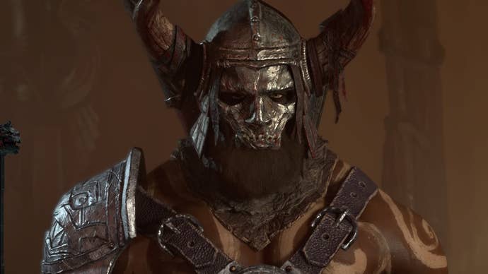 Barbarian close up in Diablo 4