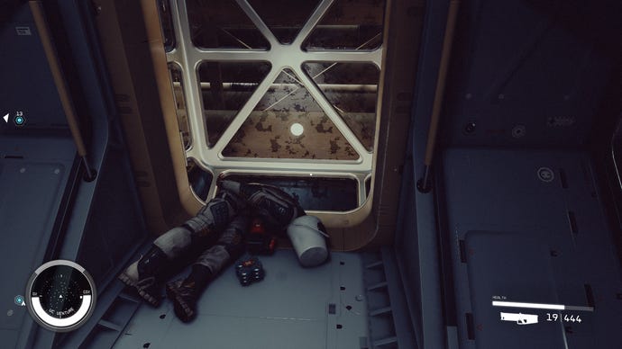 A dead NPC on a spacecraft in Starfield
