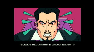 A screenshot from the game BATS showing a man who resembles Dracula looking upset. He's saying 'Bloody hell! What's wrong, squirt?'