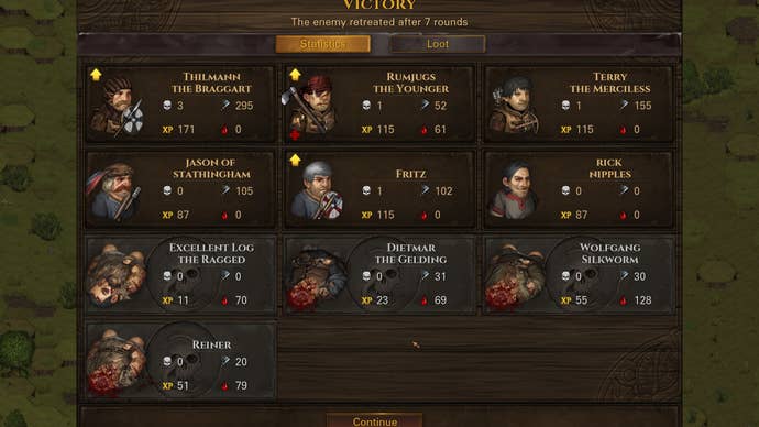 Losing astir fractional the institution successful a insignificant Battle Brothers skirmish.