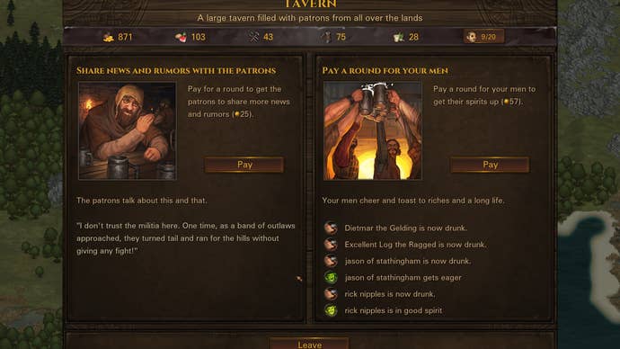 Getting drunk successful a pub successful Battle Brothers.