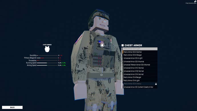 The character customisation screen for the Medic class in Battlebit