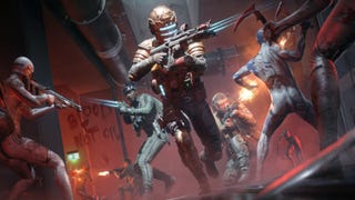 A soldier in Isaac's engineer suit runs towards enemies in Battlefield 2042's Dead Space crossover mode