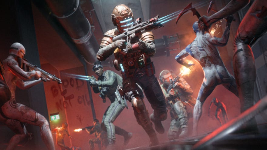 A soldier in Isaac’s engineer suit runs towards enemies in Battlefield 2042’s Dead Space crossover mode