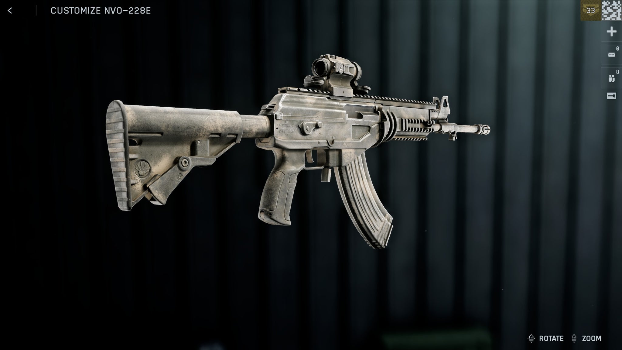 The NVO-228E assault rifle in Battlefield 6, displayed against a plain black background, with some small UI elements on the edges of the screen. - 4
