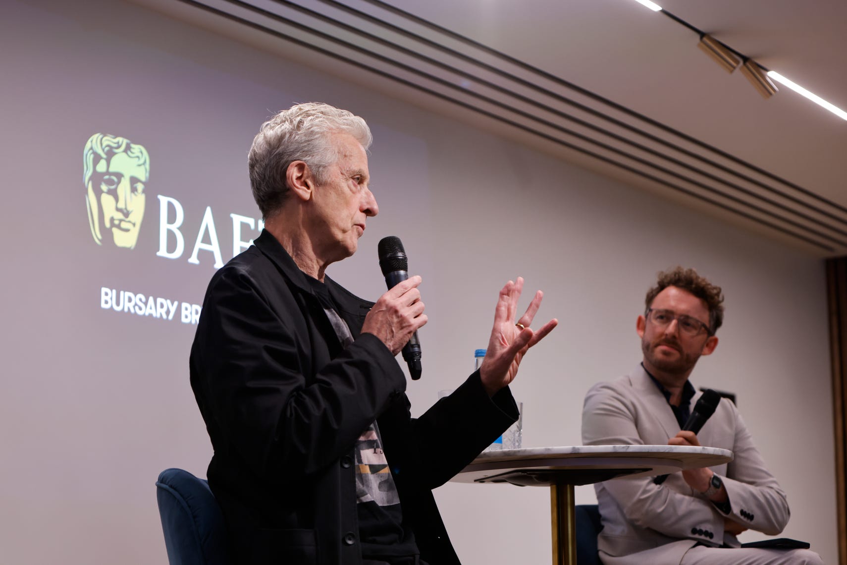 Peter Capaldi and Ali Plumb at the BAFTA Bursary Breakfast 2025