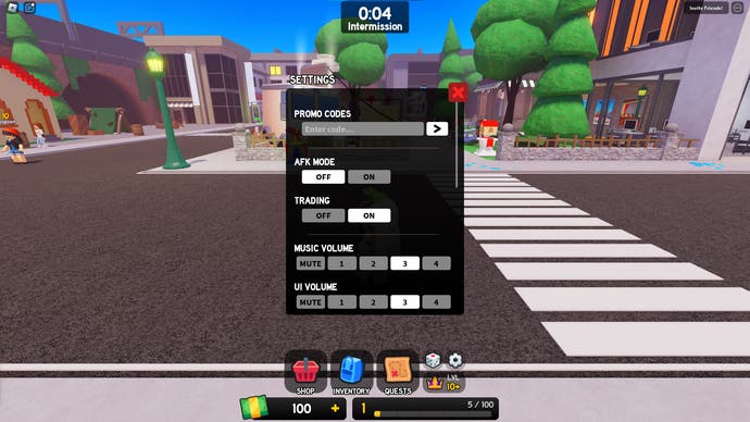 A screenshot from Be NPC or Die in Roblox showing the game's settings page.