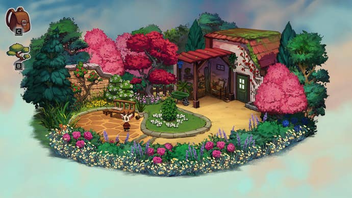 The location artwork is lush as heck in Beacon Pines. This is main character Luka's garden.