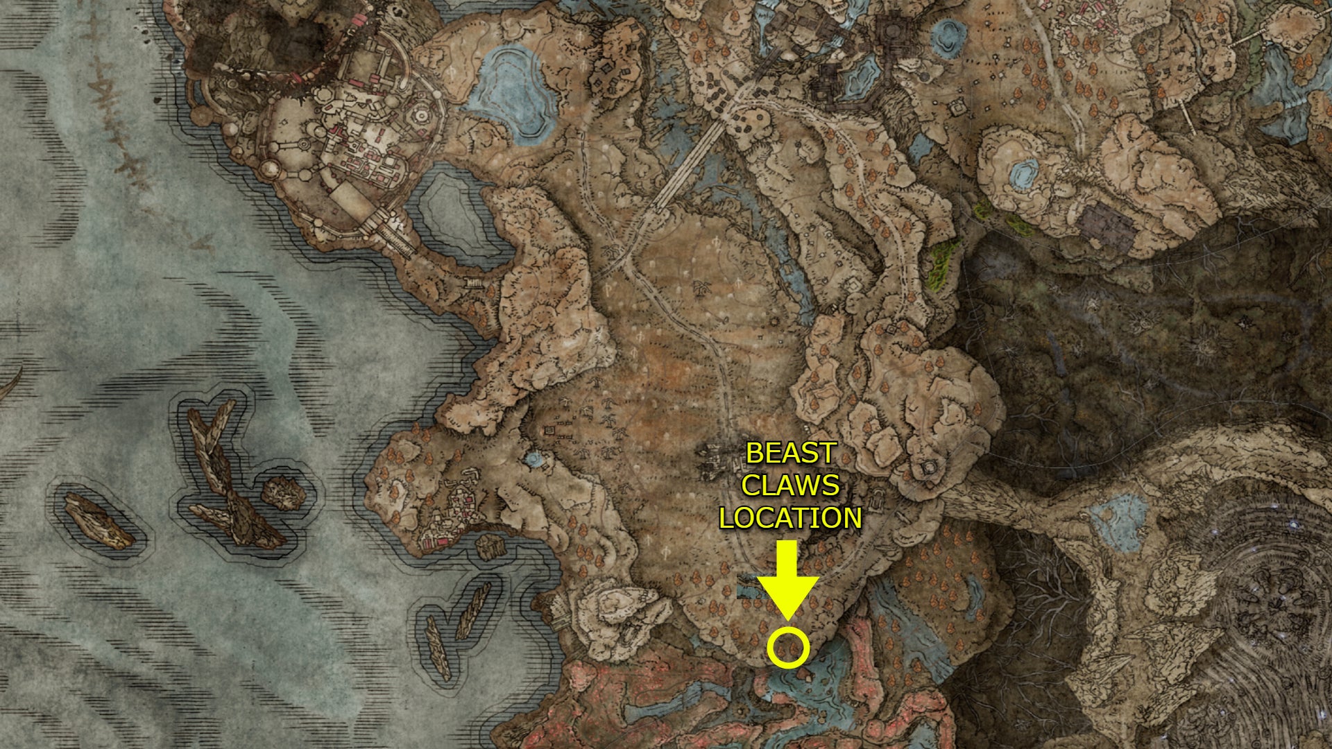 The location of the Beast Claws in Shadow of the Erdtree. - 3